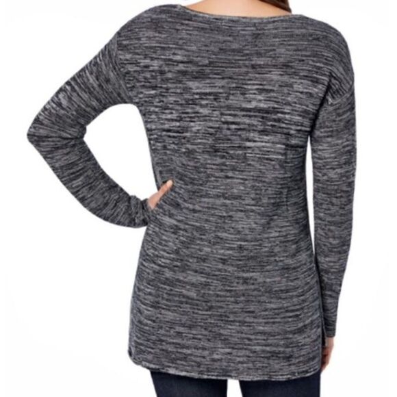 Ellen Tracy Marled Light Knit Sweater Size XL Black/Ivory Color - Picture 3 of 8